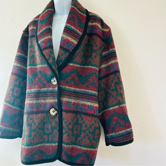 JOFELD Vintage Wool Aztec Southwest Navajo Blanket Jacket Size M - Picture 6 of 12